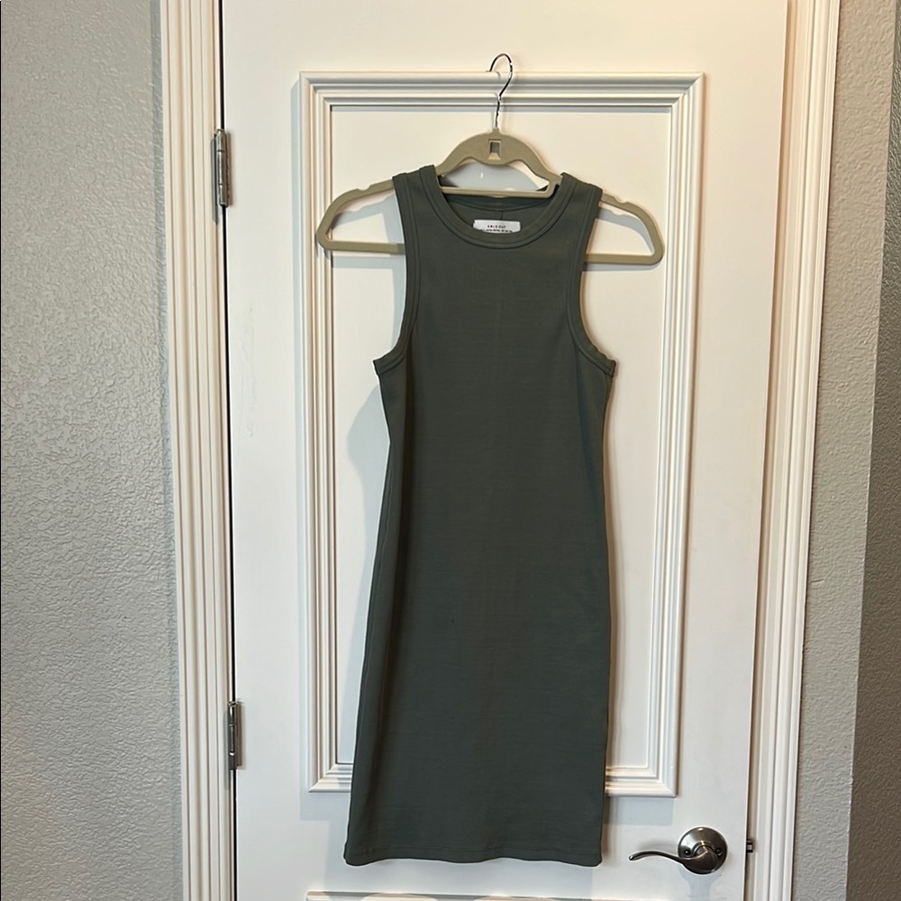 VGUC Sold Out NYC The Not So Basic tank mini dress in olive green. Size Small